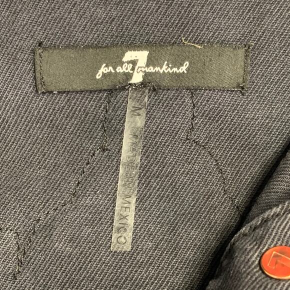 7 FOR ALL MANKIND M Grey Cotton Blend Denim Beaded Button Up Raw Edge Jacket - Picture 7 of 8